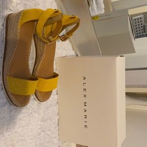 Yellow ankle strap low wedged